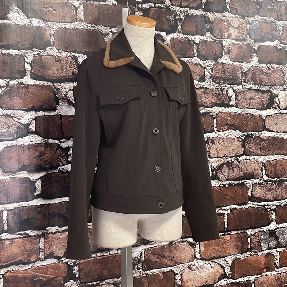 NAPOLEONE Jacket Lightweight Coat Italy Fur Trim Size IT42 US 6 - Picture 5 of 14